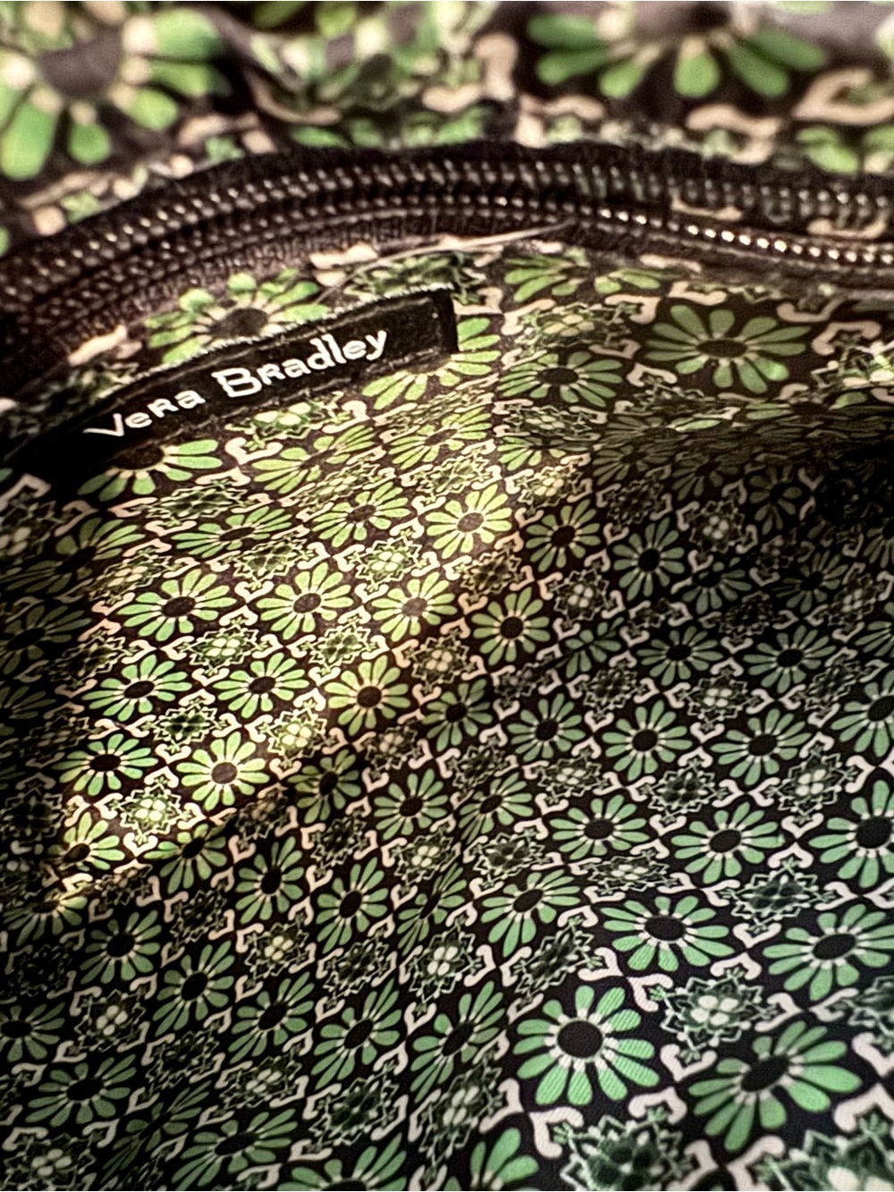 Vera Bradley Black Quilted Crossbody with Pink & Green Floral Print - Picture 5 of 5